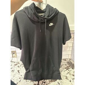 Vintage Nike Black Short Sleeve Hoodie Sweatshirt Size M Stitched On Nike logo